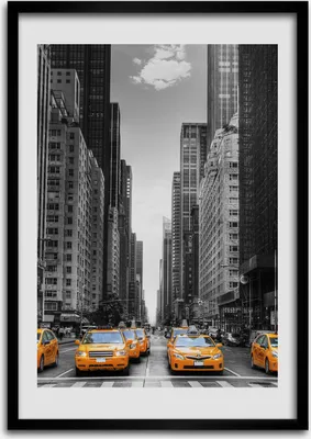 Produktbild von Bild - Bilderrahmen - Foto - 70 cm x 100 cm - MDF - Rahmen - Wandkunst - Taxis New York