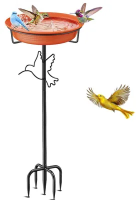 Immagine prodotto di Abbeveratoio per uccelli, vasca per uccelli, ciotola per cibo, colore marrone, resistente al gelo, adatto per l'inverno