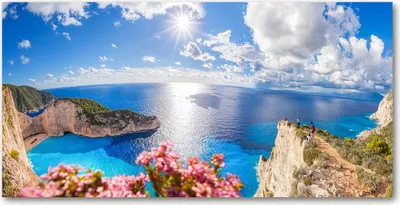 Produktbild von Tulup Glas-Bild -140x70- Wandkunst Dekorative Wand für Küche & Wohnzimmer - Landschaften - Zakynthos - Blau