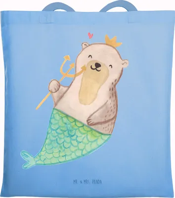 Produktbild von Mr. & Mrs. Panda Jutebeutel Wassermann Astrologie - Sky Blue - Geschenk, Tote Bag, Sternzeichen, Tasche, Tragetasche, Laptoptasche, Geburtstagsgeschenk, Schultasche