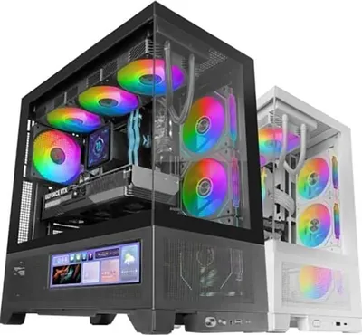 Produktbild von Mars Gaming MCLCDX, Midi Tower, PC, Schwarz, ATX, micro ATX, Mini-ITX, Gehärtetes Glas, Gaming