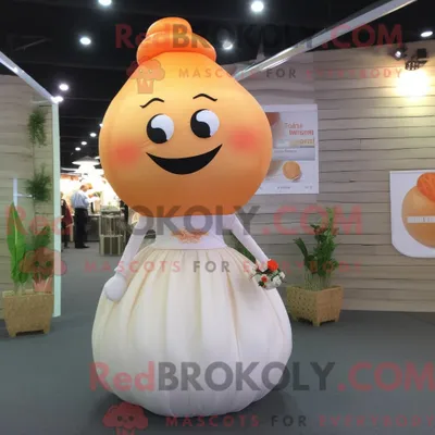 Produktbild von Maskottchenkostüm REDBROKOLY Pfirsichduftkerze mit Brautkleid und Hosenträgern
