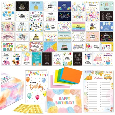 Image de Lot de 100 cartes d'anniversaire uniques avec enveloppes