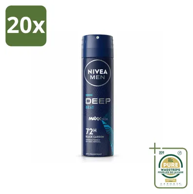 Productafbeelding van 20 x NIVEA MEN Deospray Deep Beat - 150 ml - Voorraadverpakking - 20 stuks