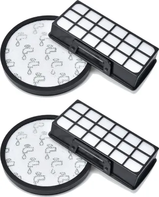 Two sets of vacuum cleaner filters arranged on a white background.