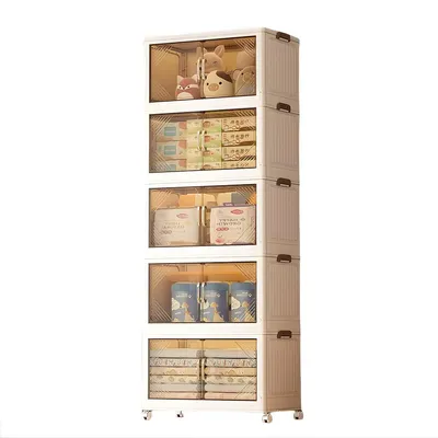 Productafbeelding van Opvouwbare opbergbox met 5 niveaus – stapelbare en inklapbare opbergbox voor woonkamer en huishouden – geschikt voor speelgoed, kleding en snacks – multifunctioneel opbergsysteem