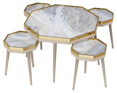 Immagine prodotto di Wohnzimmer-Set Grau Holz Edelstahl modern elegant