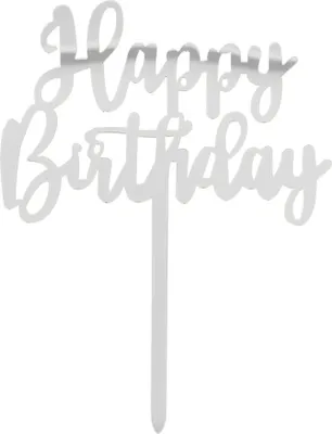 Produktbild von Tortendeko Happy Birthday silber