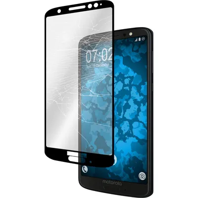 Produktbild von 2er-Pack PhoneNatic Glas-Folie klar full-screen schwarz kompatibel mit Lenovo Moto G6 - Panzerglas für Moto G6
