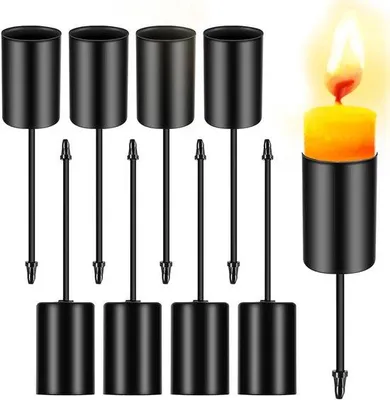 Produktbild von PIWOSGOL 8-teiliger Kerzenhalter für Adventskranz, Stabkerzenhalter für Adventskranz, Kerzenständer aus Metall, Retro-Stabkerzenhalter, Kerzenhalter mit kurzer Spitze für Tischdekoration, Festdekoration