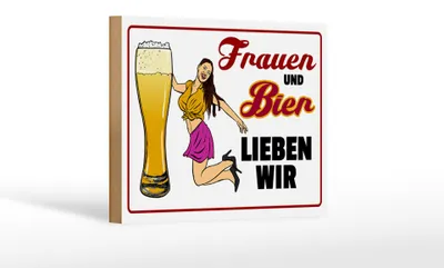 Produktbild von Holzschild Spruch 18x12cm Frauen und Bier lieben wir