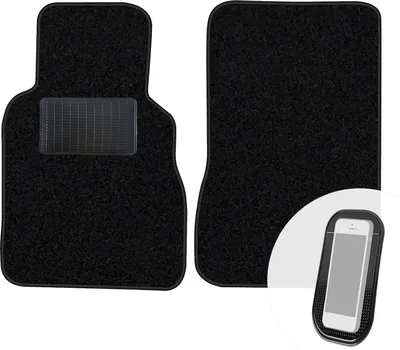 Produktbild von moto-MOLTICO Vorne Fußmatten Auto Velours Autoteppiche Schwarz Automatten Set 2-teilig passend für Mercedes-Benz E-Klasse W123 1975-1986