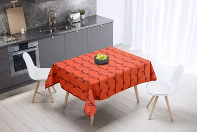 Tischdecke 140x140 cm, Polyester, wasserabweisend, Orange Bordeaux
