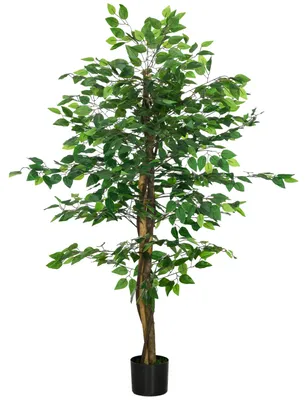 Produktbild von Kunstbaum PEVA im Zementtopf pflegeleicht, Ficusbaum Kunstpflanze 150 cm mit 882 Blättern, Ficus künstlich, Grün  |  4,4 kg  |  15 x 15 x 150 cm