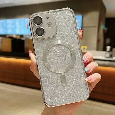 Zdjęcie produktu dla Etui na telefon iPhone 12 MagSafe Glitter Electroplating TPU (srebrny)
