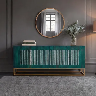 Produktbild von riess-ambiente Sideboard ONYX 180cm türkis gold massives Mangoholz Achat Edelstein Metall