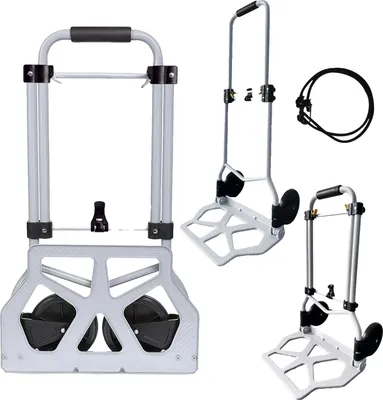 Immagine prodotto di Carrello pieghevole, altezza regolabile, portata 80 kg, argento