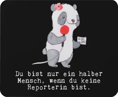 Produktbild von Mr. & Mrs. Panda Mouse Pad Reporterin Herz - Schwarz - Geschenk, Mousepad, laptop mauspad, computer, notebook