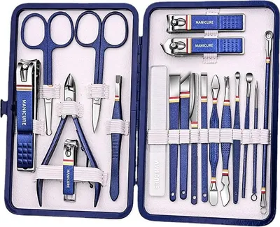 Produktbild von INF 19-teiliges Nagelknipser-Set Edelstahl Marineblau für Maniküre & Pediküre
