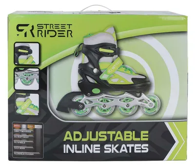 Image de Patins inline vert noir réglables taille 29-32 patins enfants