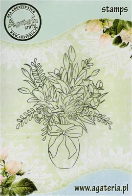Image de Tampon polymère - Bouquet dans un vase - Agateria