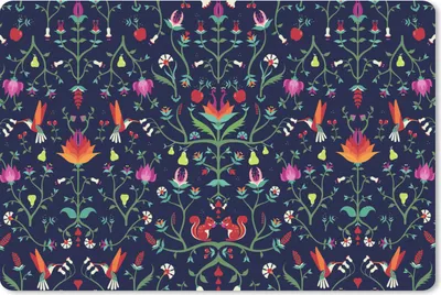 Produktbild von MuchoWow® Schreibtischunterlage Blumen - Eichhörnchen - Muster 60x40 cm - XXL Mauspad - Großes Mauspad