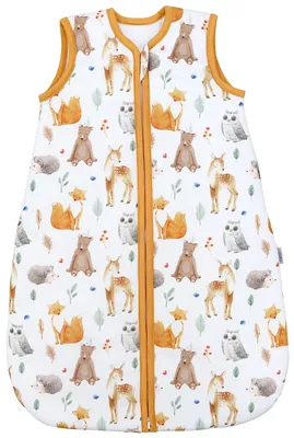 Produktbild von TupTam Ganzjahresschlafsack 2.5 TOG wattiert ärmellos Baby Schlafsack , Farbe: Lichtung Reh Bär Eule Igel Fuchs, Größe: 80-86