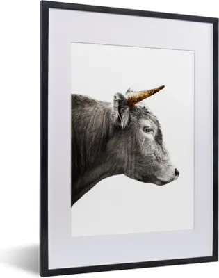 Produktbild von MuchoWow® MuchoWow® Gerahmtes Poster Schottisches Hochlandrind - Tiere - Kuh 30x40 cm - Poster mit zchwarzem Bilderrahmen - Wandposter Schlafzimmer
