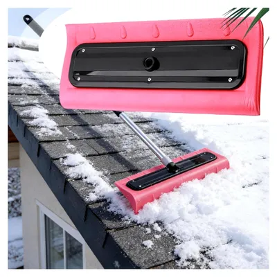 Produktbild von Schneeräumer für Dach und Flachdach | Schnee-Besen mit Schaber - Harke für Garage, Garten und Hinterhof