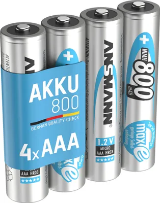 Produktbild von ANSMANN Akku Micro AAA 800 mAh 1,2V Ni-MH, 4 Stück