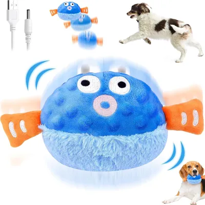 Produktbild von Interaktives Hundespielzeug - Aktives Bewegendes Haustier Plüschspielzeug - Schütteln Bounce-Langweiligkeitsspielzeug - Hundetrainingsball Sprechend Bewegend - Blau