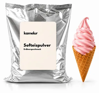 Produktbild von Kamelur Softeispulver Erdbeere 1,5kg