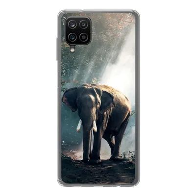 Produktbild von MuchoWow® Handyhülle Schutzhülle Hülle für Samsung Galaxy A12 Elefant - Tiere - Licht - Wald - Natur - Wildtiere Silikon Softcase Handy Hülle - Bild