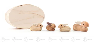 Produktbild von Kaninchenfamilie natur in Spandose (3cm) von Dregeno Seiffen