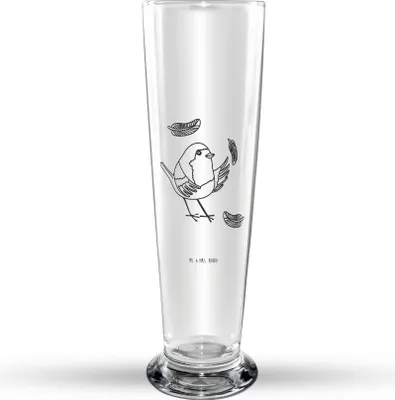 Produktbild von Mr. & Mrs. Panda Bierglas Rotkehlchen Federn - Transparent - Geschenk, Glasbecher, Motivationsbilder, Vogel, Bier Glas, Lustige Sprüche, Trinkglas, Bierbecher, fliegen