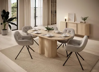 Produktbild von AX LIVING Sanremi ovaler Esstisch ausziehbar Eiche Cremona 180-220 cm