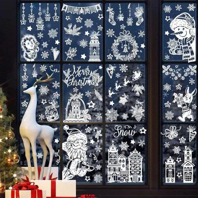 Produktbild von Winterdeko-Set mit Kerstmann und Schneemann - Selbstklebend - 9 Teile - für Kinderzimmer