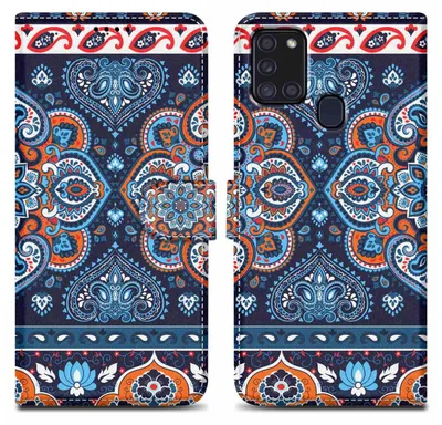 Produktbild von Cadorabo Schutzhülle für Samsung Galaxy A21s Hülle Design Blau Handyhülle Schutzhülle Etui Magnetisch Case Cover