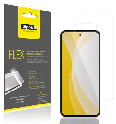 Produktbild von 2x Schutzfolie für JoyHandy Pova 7 Pro Folie, 100% Displayabdeckung, dipos Flex