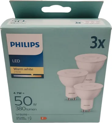 Produktbild von Philips Spot, 4,7 W, 50 W, GU10, 380 lm, 15000 h, Warmweiß