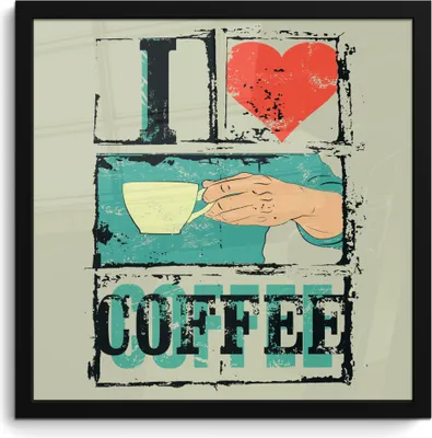 Produktbild von MuchoWow® MuchoWow® Gerahmtes Poster Kaffee - Zitate - Vintage - Ich liebe Kaffee - Sprichwörter 40x40 cm - Poster mit zchwarzem Bilderrahmen - Mit Rahmen - Wanddekoration Schlafzimmer