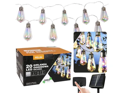 Obrázek produktu pro Solární zahradní girlanda 20 LED, studený bílý světelný řetěz 5,8m