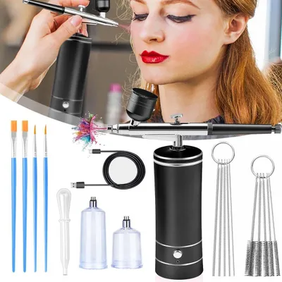Obrázek produktu pro Sada na airbrush, stříkací pistole s kompresorem, bezdrátová sada na airbrush, zdobení dortů, nehtové umění a malování na obličej