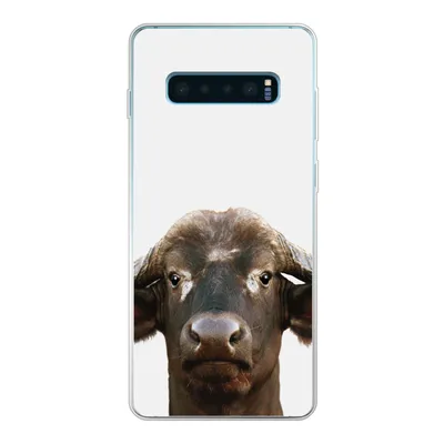 Produktbild von MuchoWow® Handyhülle Schutzhülle Hülle für Samsung Galaxy S10 Plus Büffel - Wasserbüffel - Kopf - Kuh - Hörner - Jungen - Mädchen Silikon Softcase Handy Hülle - Schutzhülle