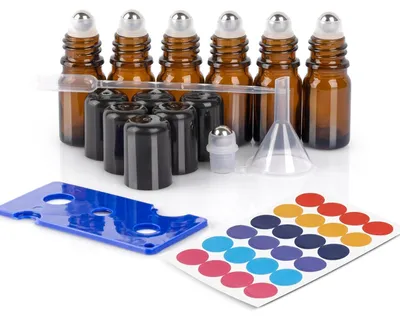 Productafbeelding van Rollon flesjes, glas, 5 ml, anti-UV, met pipet, bruin, 5 ml, verpakking van 6 stuks