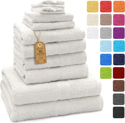 Produktbild von Frottier Handtuch-Set, 4X Handtücher, 2X Duschtücher, 2X Gästetücher, 2X Waschhandschuhe, Naturweiß