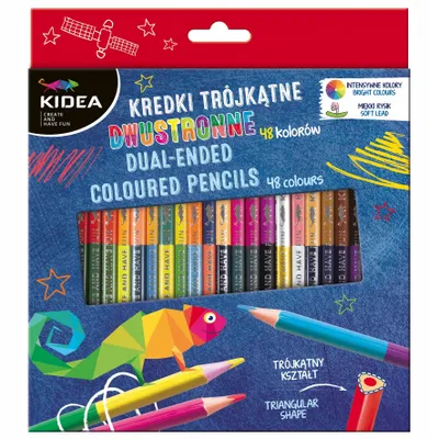 Obrázok produktu pre Obojstranné trojuholníkové ceruzky 24 ks 48 farieb Kidea č. 0335