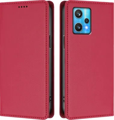 Obrázek produktu pro Kožené pouzdro pro Realme 9 4G/Realme 9 Pro+ 5G, magnetické flipové pouzdro zPolyuretankůže se stojánkem Červená