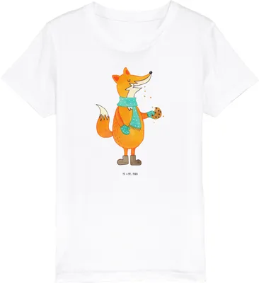 Produktbild von Mr. & Mrs. Panda Kleinkinder T-Shirt Fuchs Keks 5-6 Jahre (110/116) - Weiß - Geschenk, Kleinkind, Baumwolle Kinder, Kindershirt, Winter, Plätzchen, Weihnachtlich, Liebe