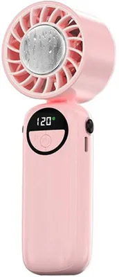 Obrázok produktu pre Ručný ventilátor 3 v 1 - Nabíjateľný cez USB-C - 5 stupňov rýchlosti - Dlhá výdrž batérie - Vhodný na cestovanie, vonku, do kancelárie - Ružová farba